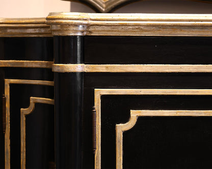 Black & Gold Trim 4 Door Sideboard with 3 Adjustable Shelves