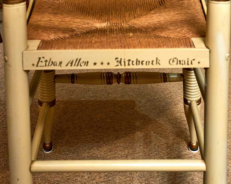 Set Of 4 Ethan Allen Hitchcock Style Cream Rush Seat  Dining Chairs
