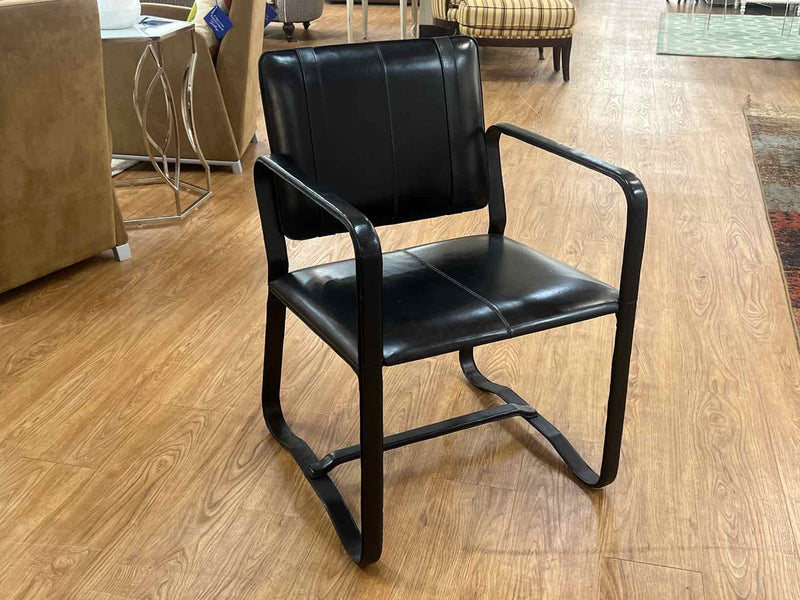 Restoration Hardware Black Leather Buckle Chair