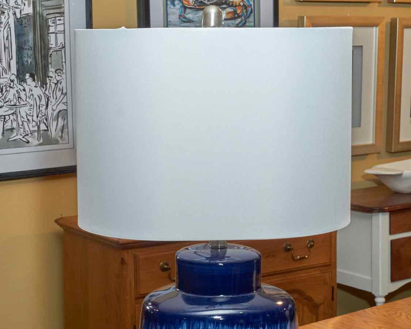 Yale 2 Tone Blue Glaze Ceramic Table Lamp With White Shade