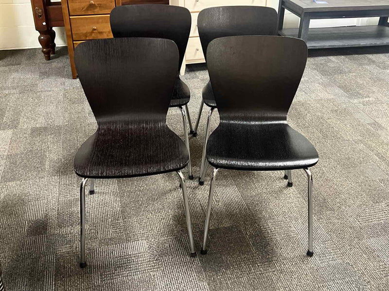 Set of 4 Black Chairs w/ Metal Base