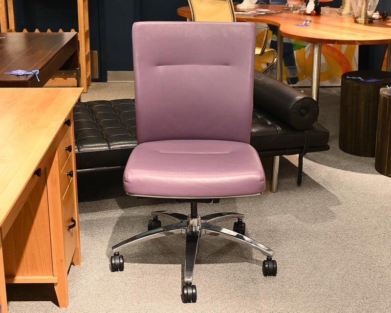 Swivel Adjustable Desk Chair in Lavendar Leather